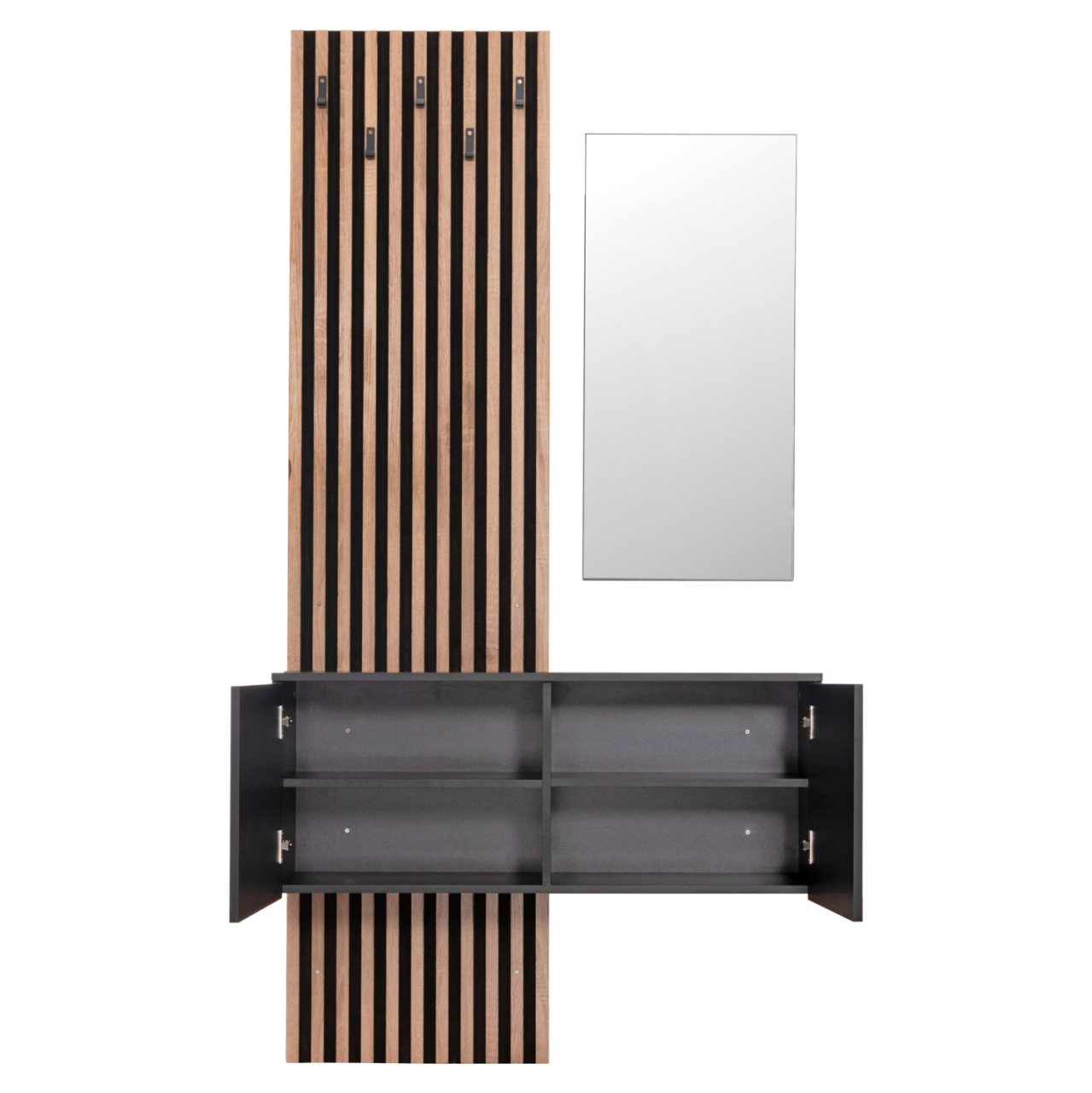 ENTRYWAY FURNITURE SET WITH MIRROR MYLES HM18080.02 MELAMINE IN SONAMA-GREY 100x37x200Hcm. [4]