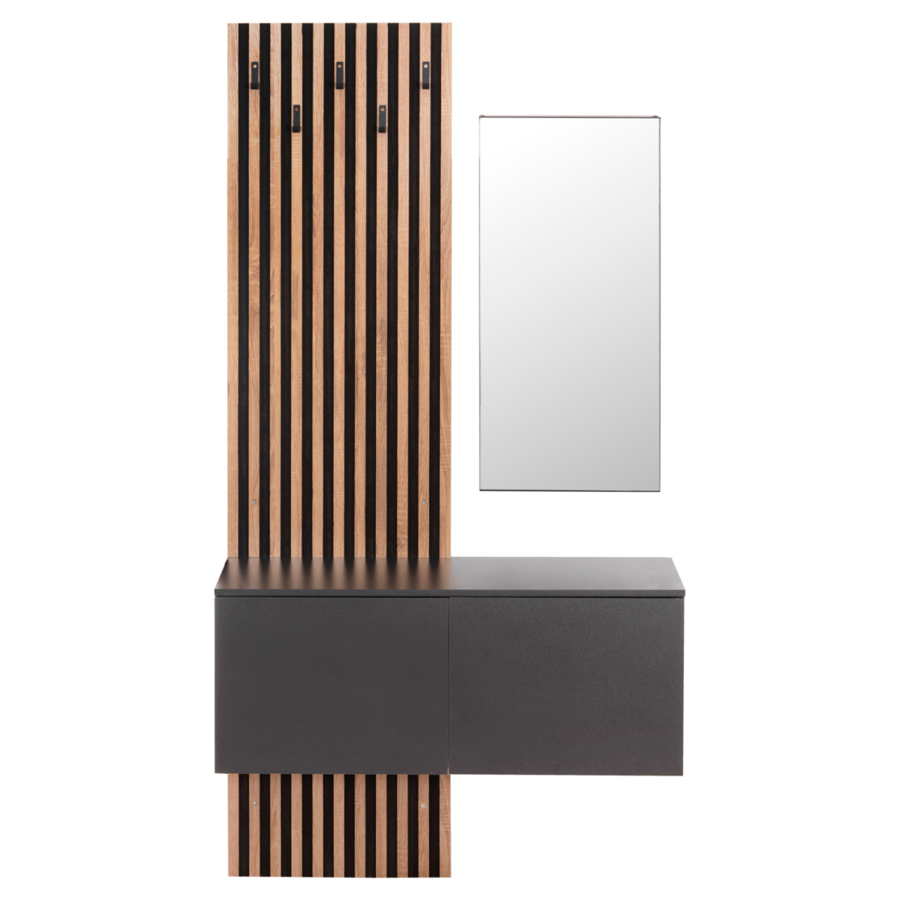 ENTRYWAY FURNITURE SET WITH MIRROR MYLES HM18080.02 MELAMINE IN SONAMA-GREY 100x37x200Hcm. [3]