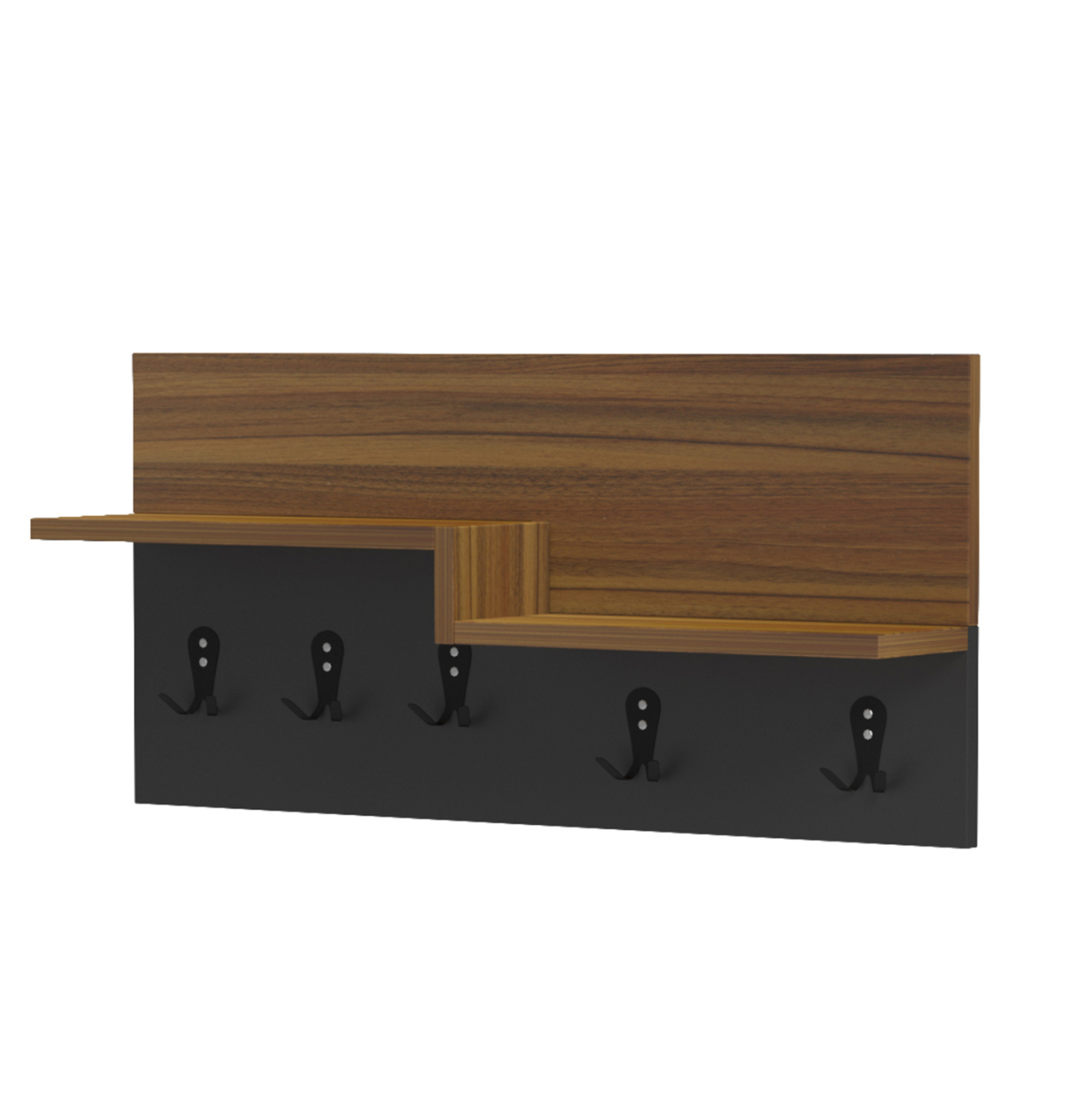ENTRYWAY HANGER WITH SHELF NYDA HM18079.02 MELAMINE IN WALNUT-BLACK 65x13.2x31Hcm. [3]