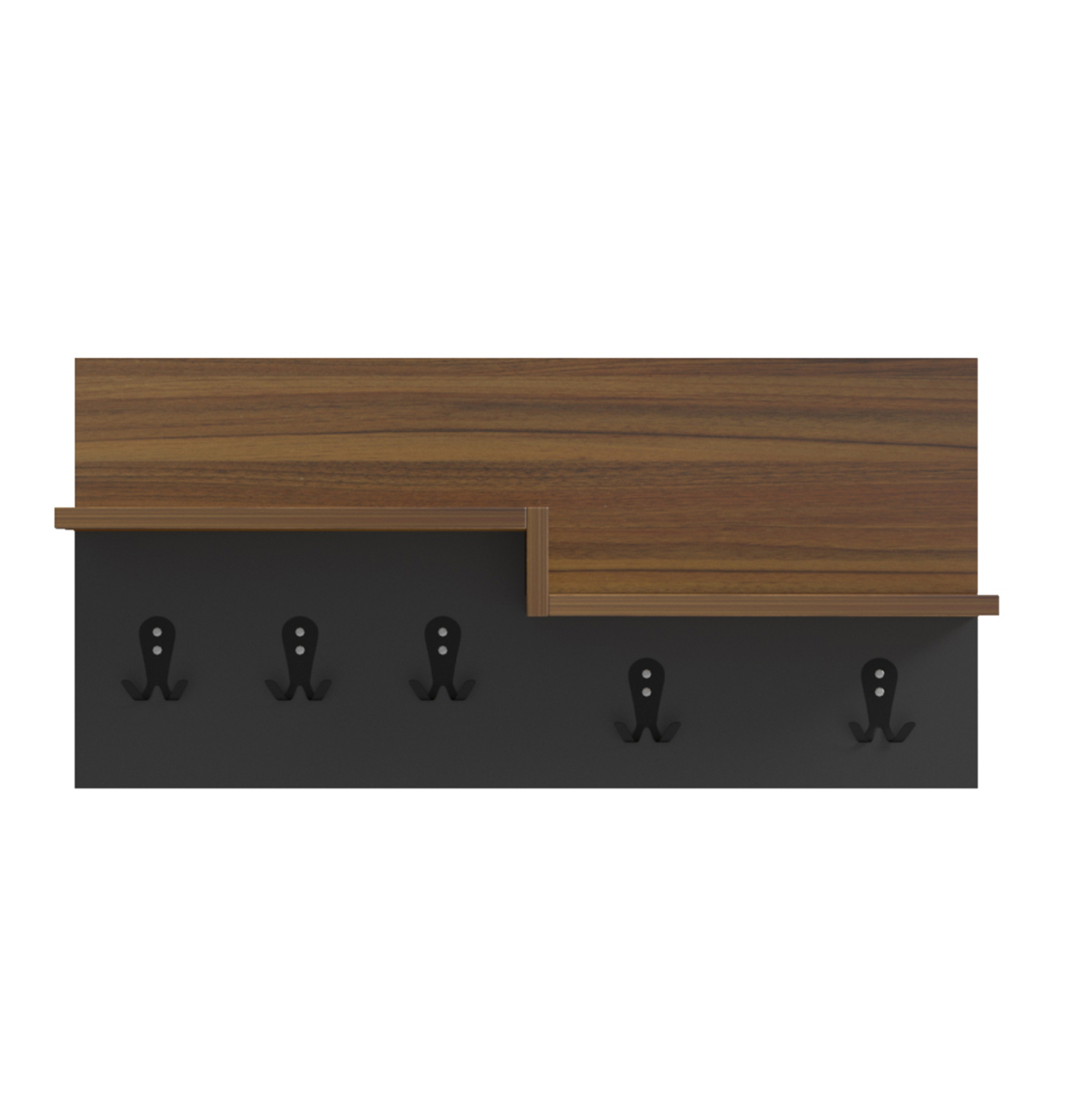 ENTRYWAY HANGER WITH SHELF NYDA HM18079.02 MELAMINE IN WALNUT-BLACK 65x13.2x31Hcm. [4]