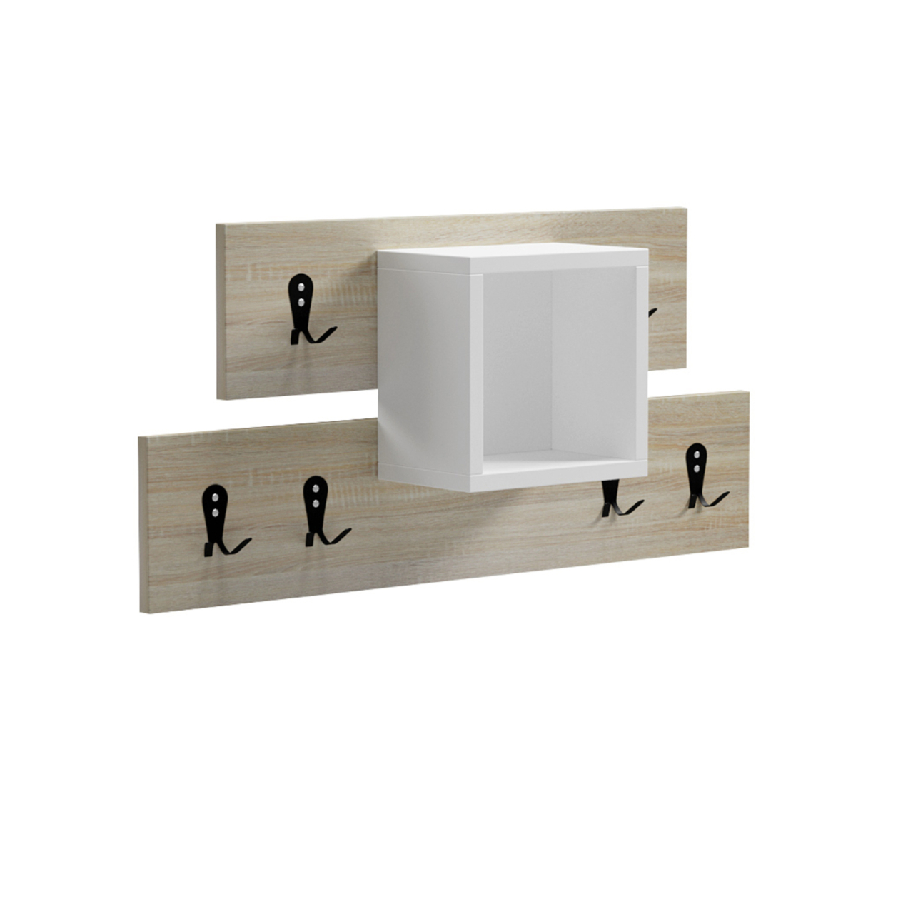 ENTRYWAY HANGER WITH SHELF SLOT HM18077.01 MELAMINE IN SONAMA-WHITE 69x12x32Hcm. [3]