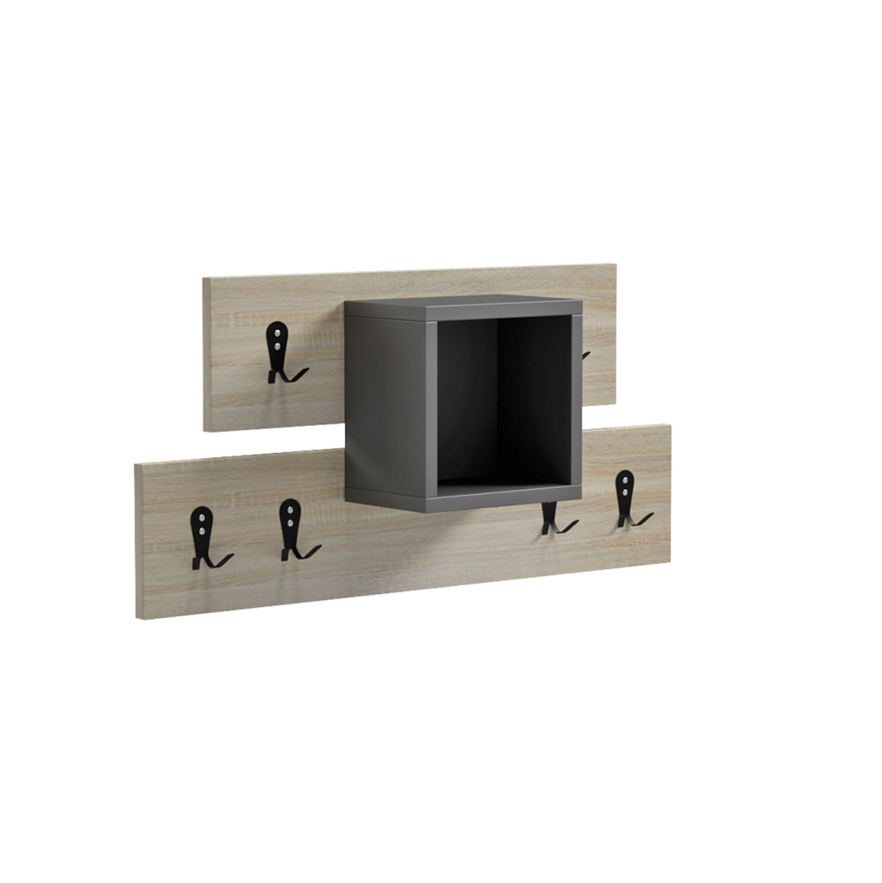 ENTRYWAY HANGER WITH SHELF SLOT HM18077.02 MELAMINE IN SONAMA-GREY 69x12x32Hcm. [3]