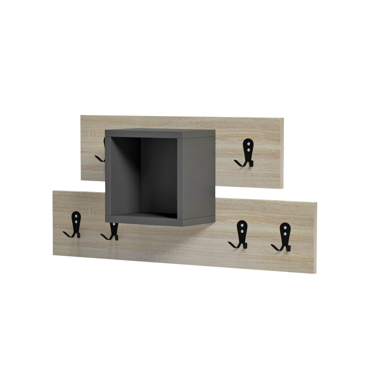 ENTRYWAY HANGER WITH SHELF SLOT HM18077.02 MELAMINE IN SONAMA-GREY 69x12x32Hcm. [2]