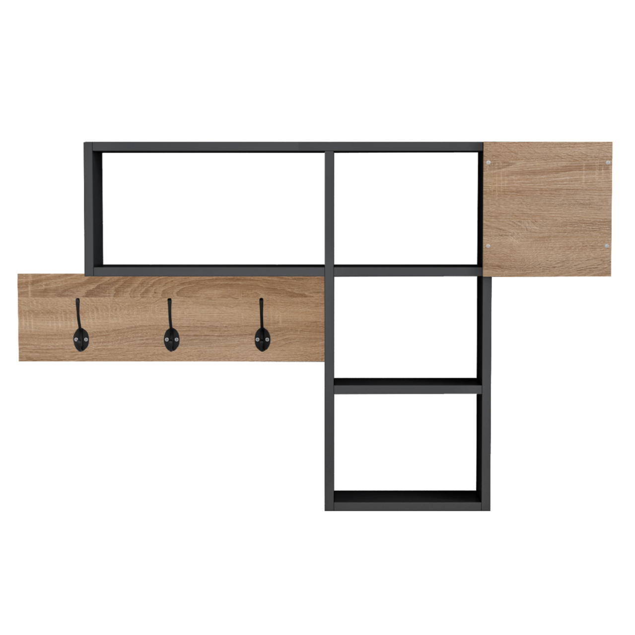 ENTRYWAY HANGER WITH SHELVES HARLAN HM8973.11 MELAMINE IN SONAMA-GREY 99,5x15x61Hcm. [3]
