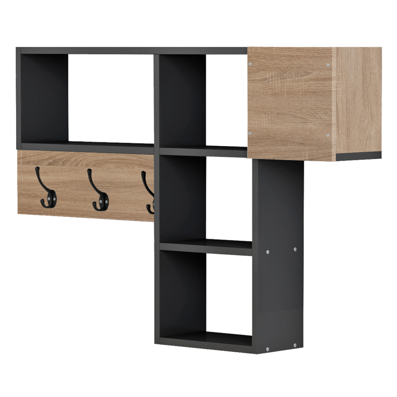ENTRYWAY HANGER WITH SHELVES HARLAN HM8973.11 MELAMINE IN SONAMA-GREY 99,5x15x61Hcm. [4]