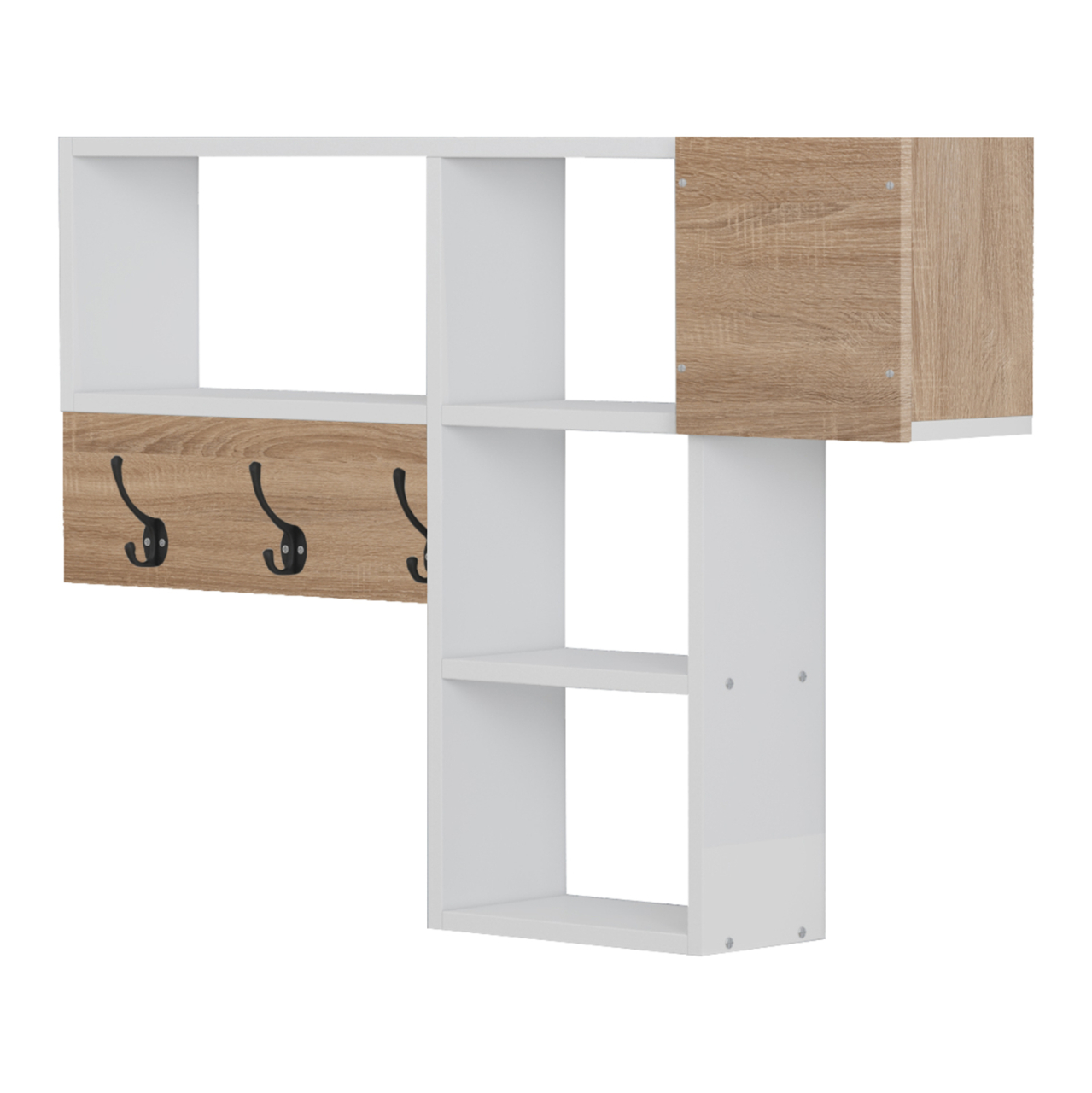 ENTRYWAY HANGER WITH SHELVES HARLAN HM8973.12 MELAMINE IN SONAMA-WHITE 99,5x15x61Hcm. [4]