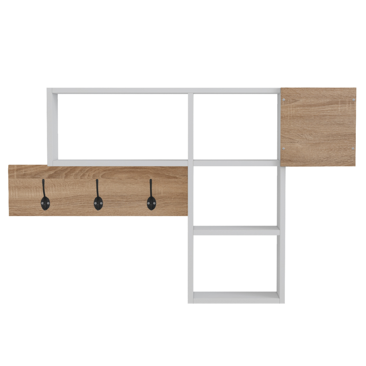 ENTRYWAY HANGER WITH SHELVES HARLAN HM8973.12 MELAMINE IN SONAMA-WHITE 99,5x15x61Hcm. [3]
