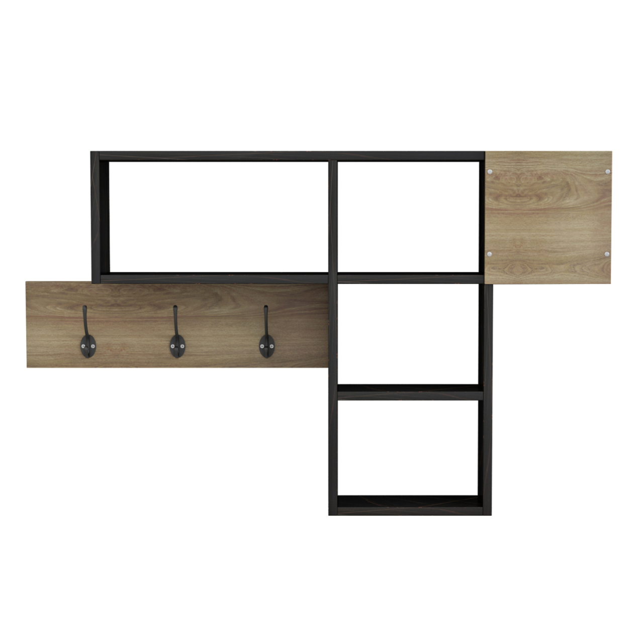 ENTRYWAY HANGER WITH SHELVES HARLAN HM8973.13 MELAMINE IN NATURAL-BLACK MARBLE 99,5x15x61Hcm. [3]