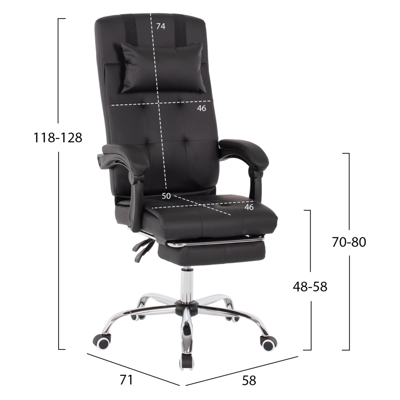 EXECUTIVE OFFICE CHAIR HM1057.11 BLACK WITH FOLDING FOOTREST 58x71x128Hcm. [2]