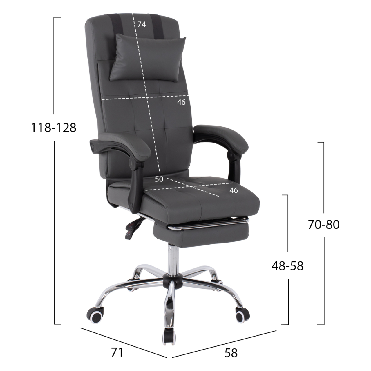 EXECUTIVE OFFICE CHAIR HM1057.20 GREY WITH FOLDING FOOTREST 58x71x128Hcm. [2]