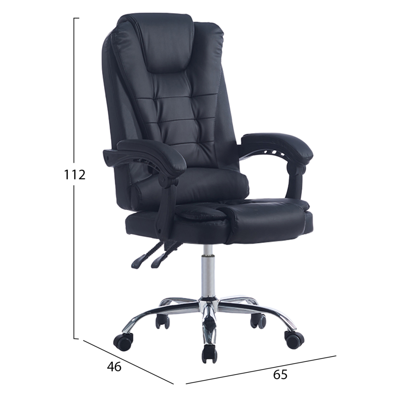 EXECUTIVE OFFICE CHAIR KYRON HM1221.01 BLACK PU--CHROME BASE 65x46x112Hcm. [2]