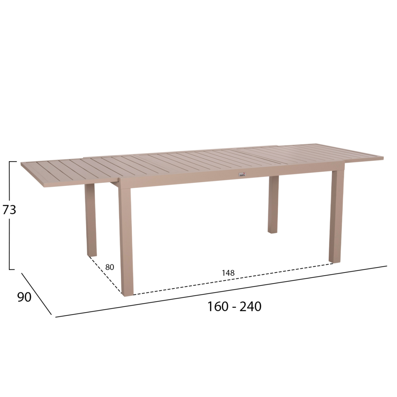 EXTENDABLE DINING TABLE KRUM HM6277.04 ALUMINUM IN CAPPUCCINO 160-240x90x73Hcm. [2]