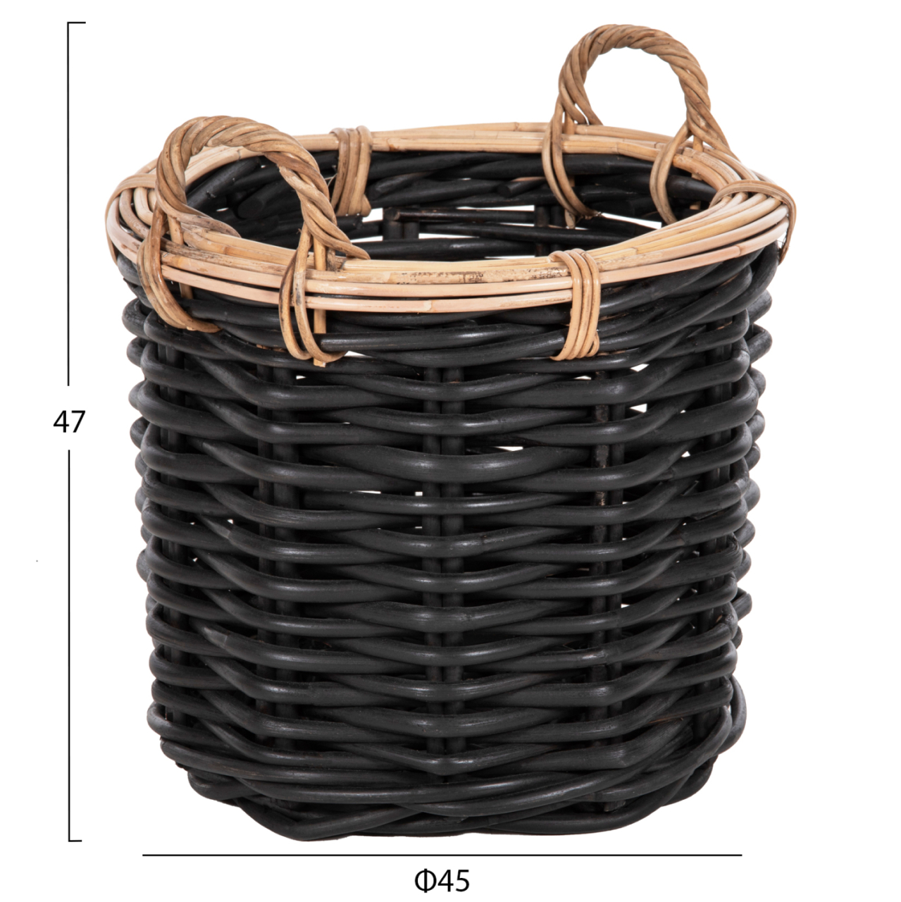 FLOOR BASKETS 2PCS POTTS HM4379 CL RATTAN IN BLACKandNATURAL Φ61+Φ45cm. [2]