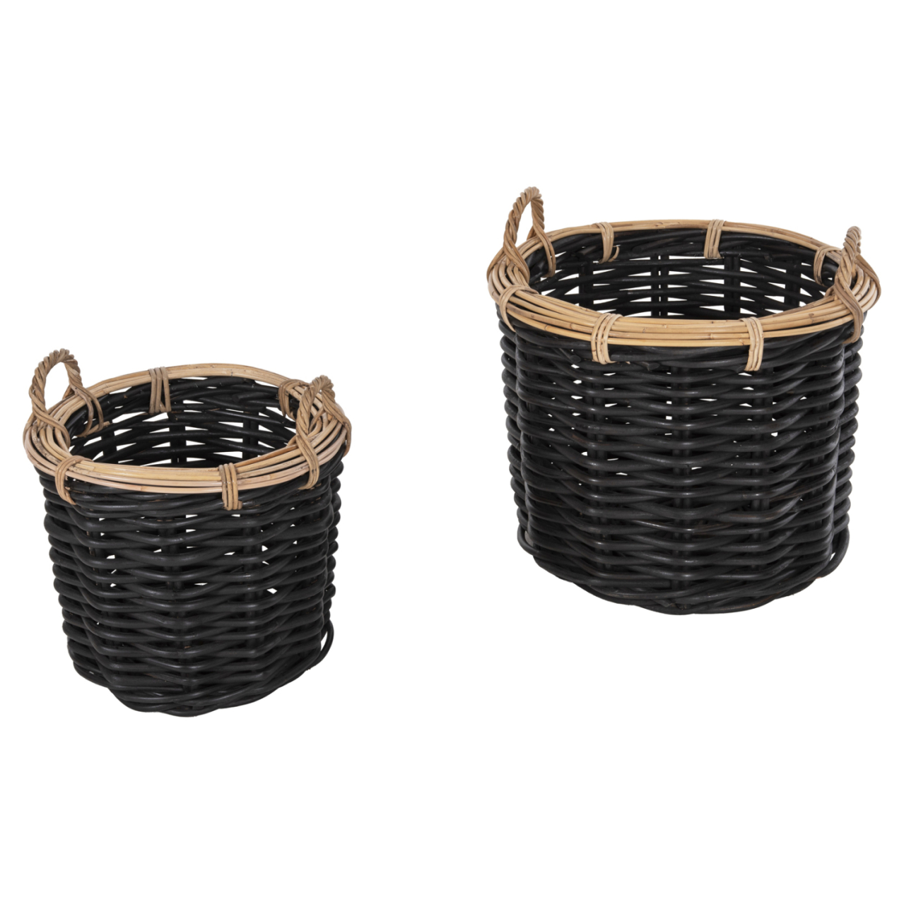 FLOOR BASKETS 2PCS POTTS HM4379 CL RATTAN IN BLACKandNATURAL Φ61+Φ45cm. [4]