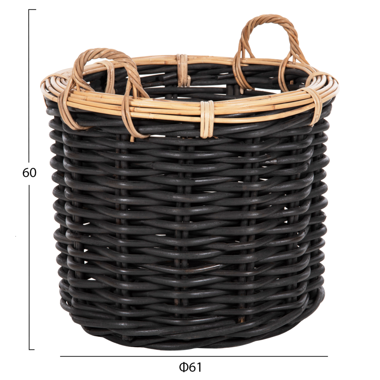 FLOOR BASKETS 2PCS POTTS HM4379 CL RATTAN IN BLACKandNATURAL Φ61+Φ45cm. [3]