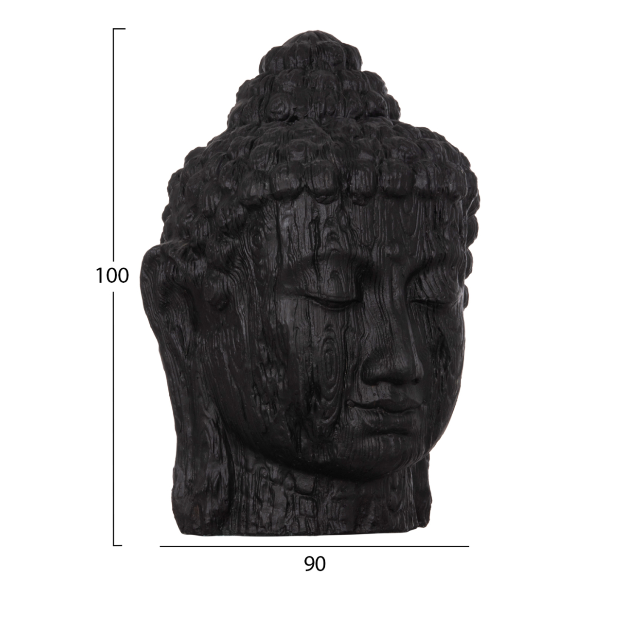 FLOOR DECORATION BUDDHA HEAD HM4385.01 PLASTER IN BLACK 90x90x100Hcm. [2]