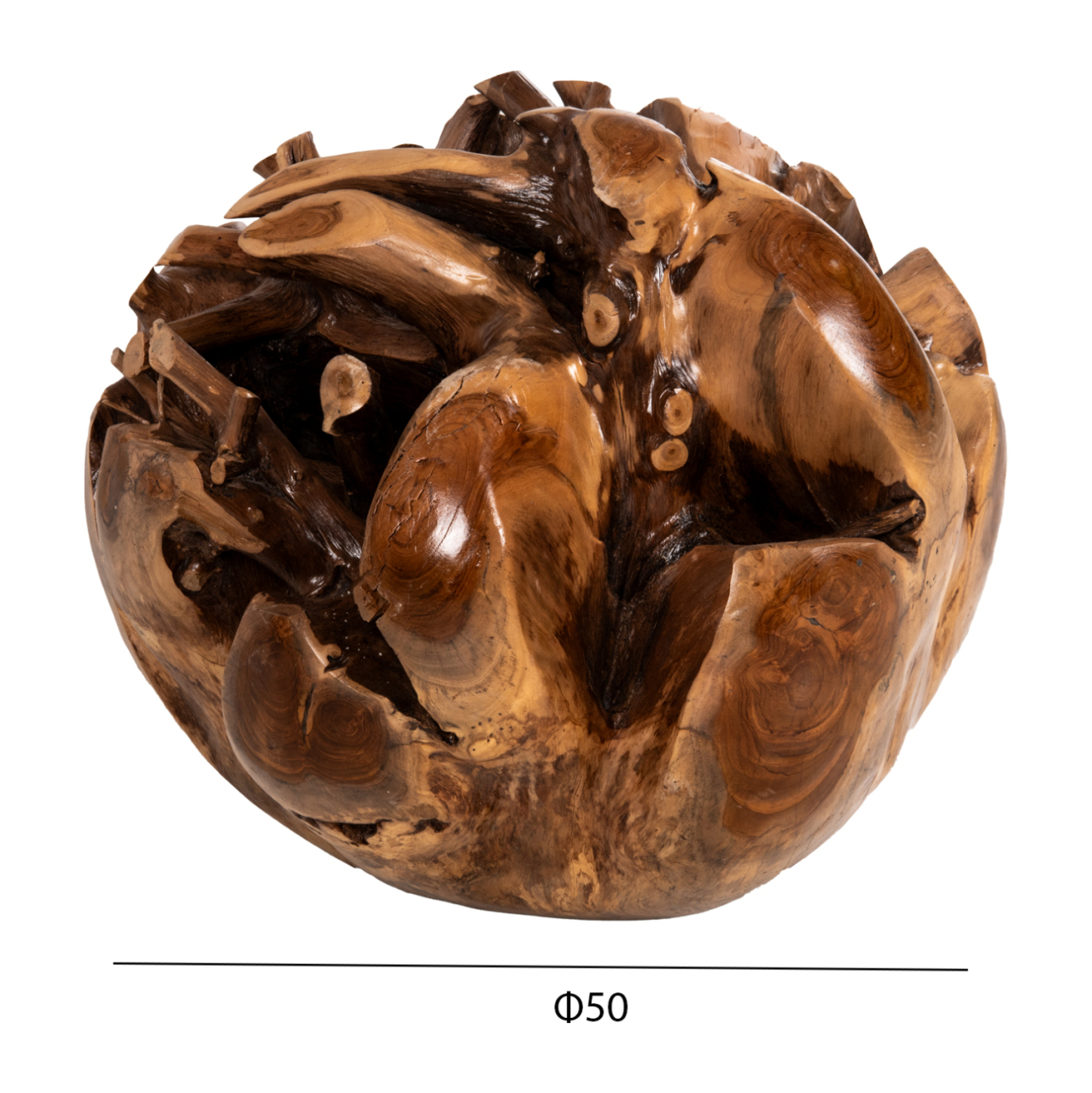 FLOOR DECORATION CLEM HM9652 SPHERE MADE OF SOLID TEAK WOOD-LARGE SIZE Φ50cm. [2]