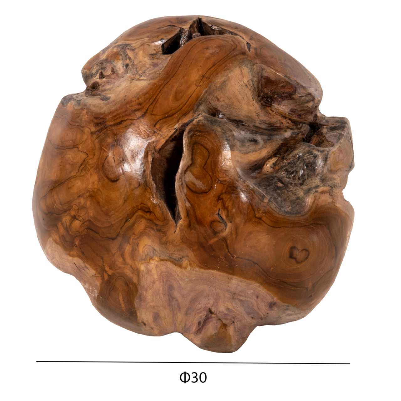 FLOOR DECORATION CLEM HM9654 SPHERE MADE OF SOLID TEAK WOOD-SMALL SIZE Φ30cm. [2]