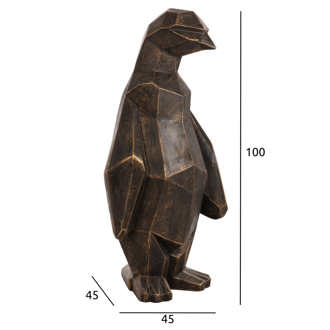 FLOOR DECORATION PENGUIN HM7914 GRC IN BLACK PATINA COLOR WITH GOLD DETAILS 45x45x100Hcm. [2]