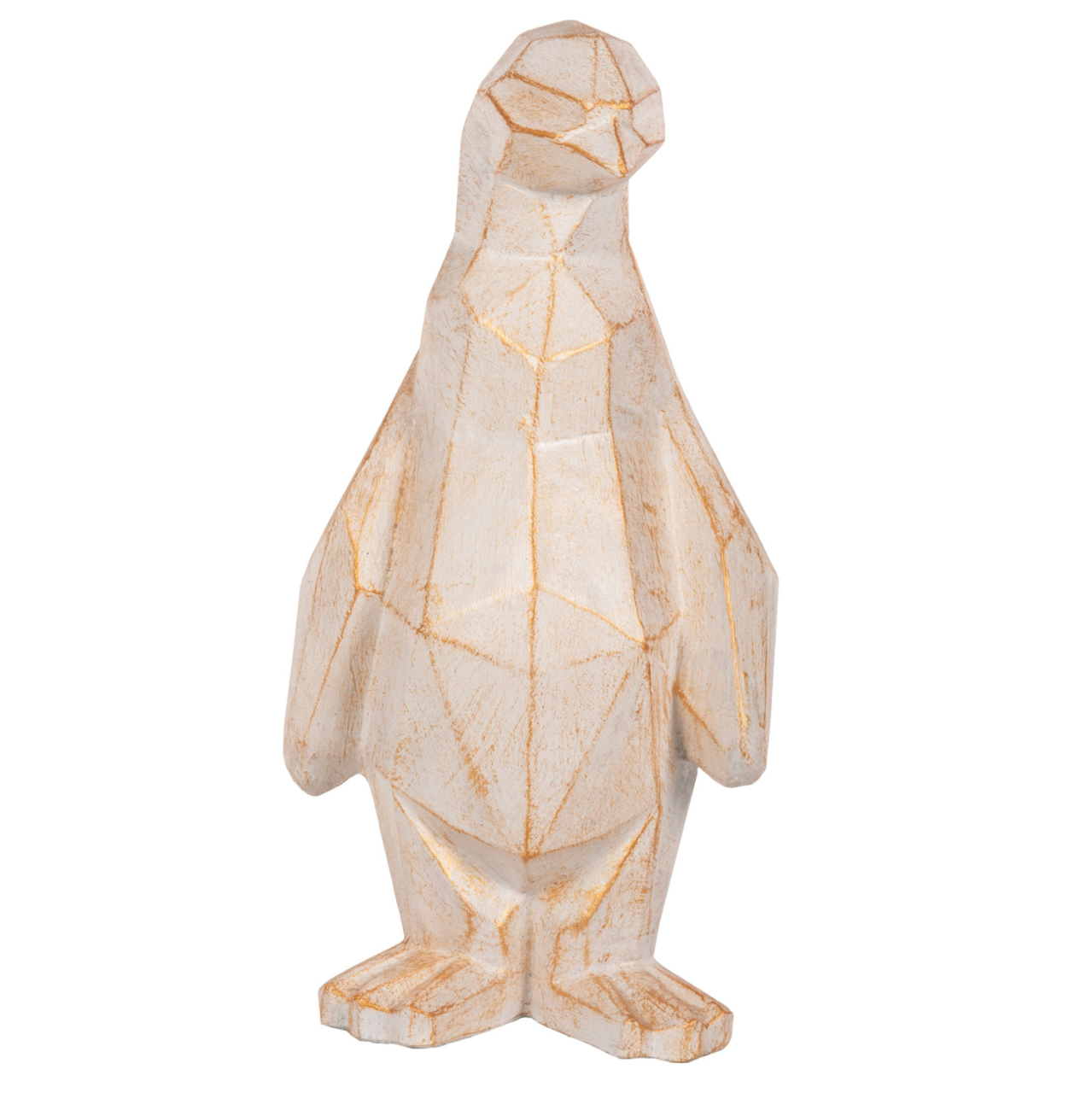 FLOOR DECORATION PENGUIN HM7915 GRC IN WHITE PATINA COLOR WITH GOLD DETAILS 30x20x60Hcm. [3]