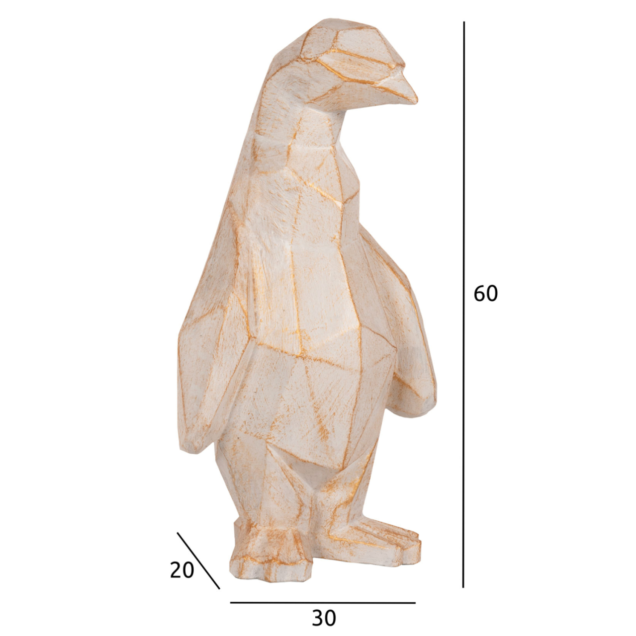 FLOOR DECORATION PENGUIN HM7915 GRC IN WHITE PATINA COLOR WITH GOLD DETAILS 30x20x60Hcm. [2]