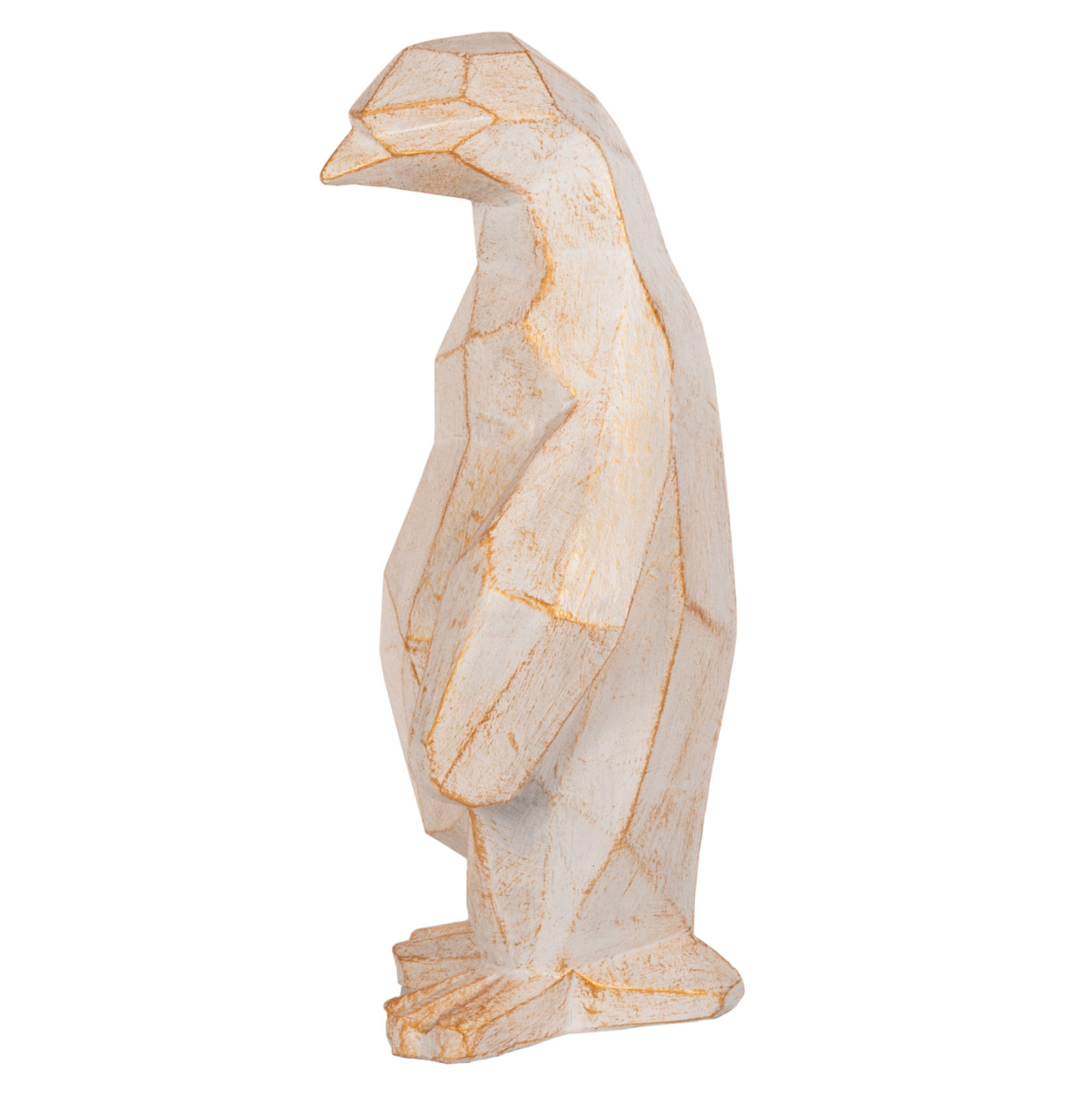 FLOOR DECORATION PENGUIN HM7915 GRC IN WHITE PATINA COLOR WITH GOLD DETAILS 30x20x60Hcm. [4]