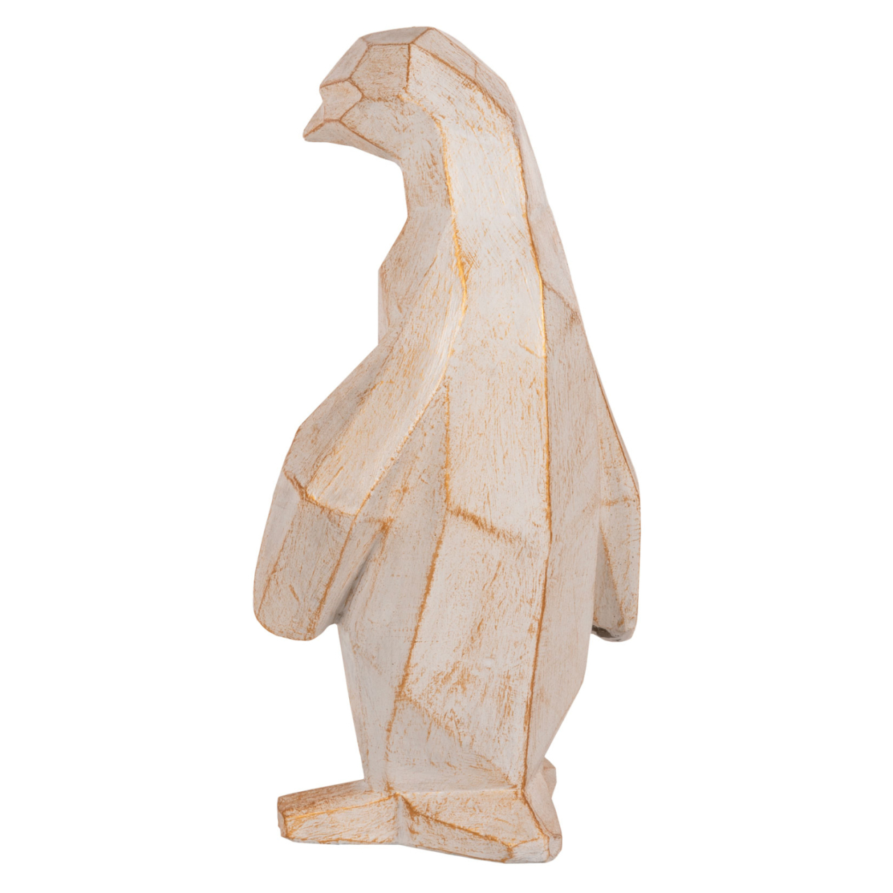 FLOOR DECORATION PENGUIN HM7915 GRC IN WHITE PATINA COLOR WITH GOLD DETAILS 30x20x60Hcm. [5]