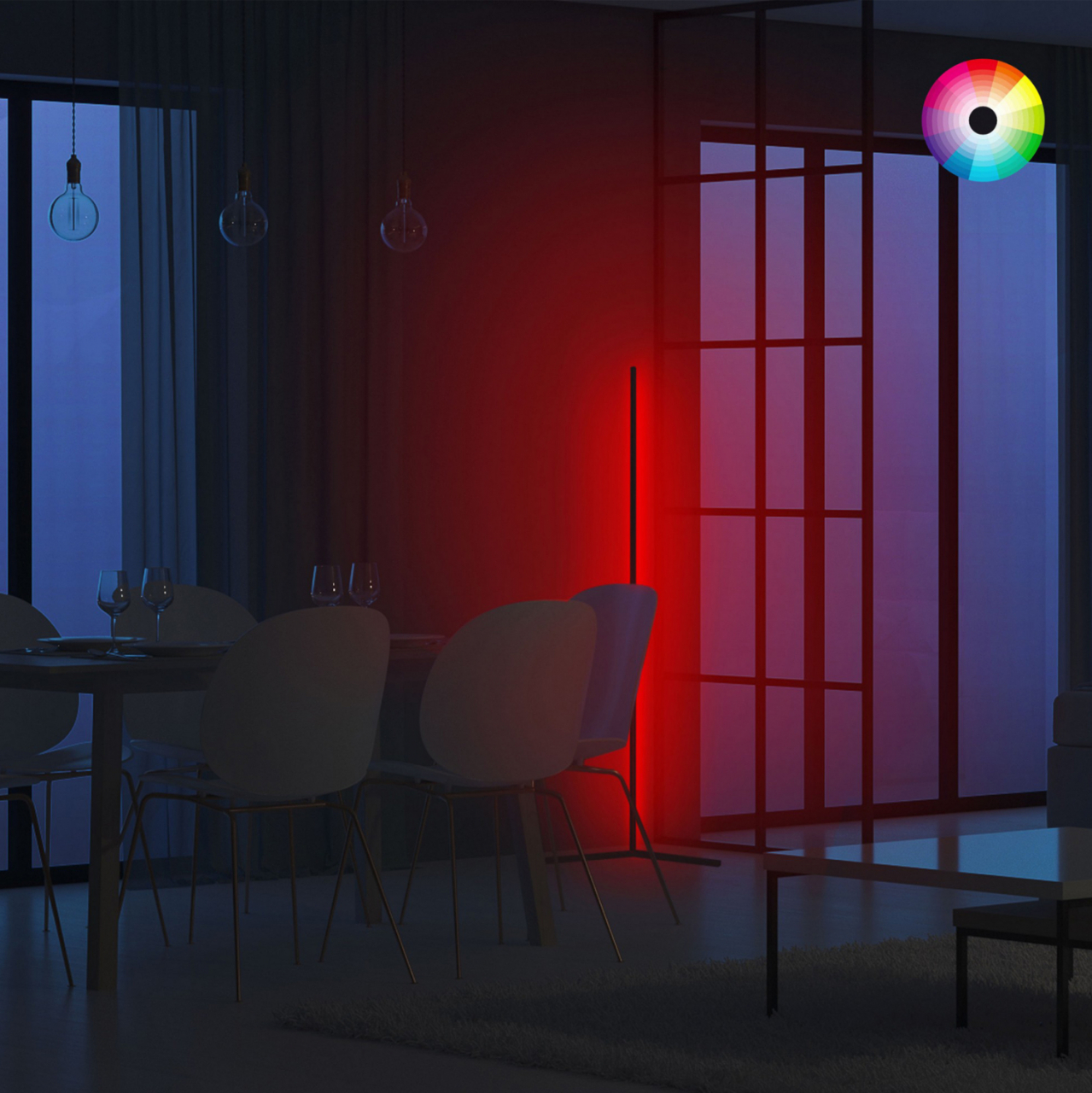 FLOOR LAMP BLACK WITH RGB LED and WIRELESS CONTROL HM7309 30x30x120 cm. [6]