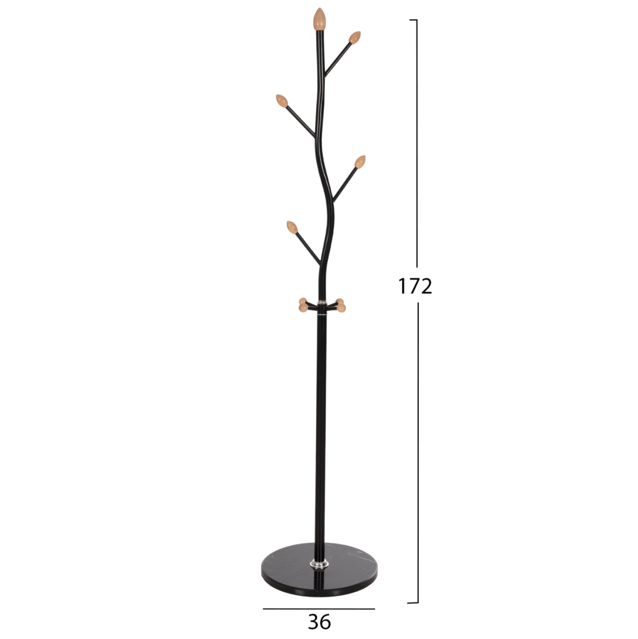 FLOOR STANDING HANGER HM9572.01 METALLIC 8 HANGING POSITIONS-BLACK Φ36x172Hcm. [2]