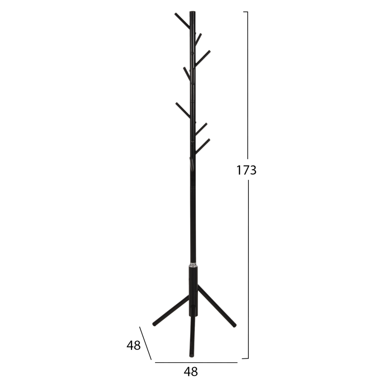 FLOOR STANDING HANGER HM9574.01 METALLIC IN BLACK COLOR-8 HANGING POSITIONS 48x48x173Hcm. [2]