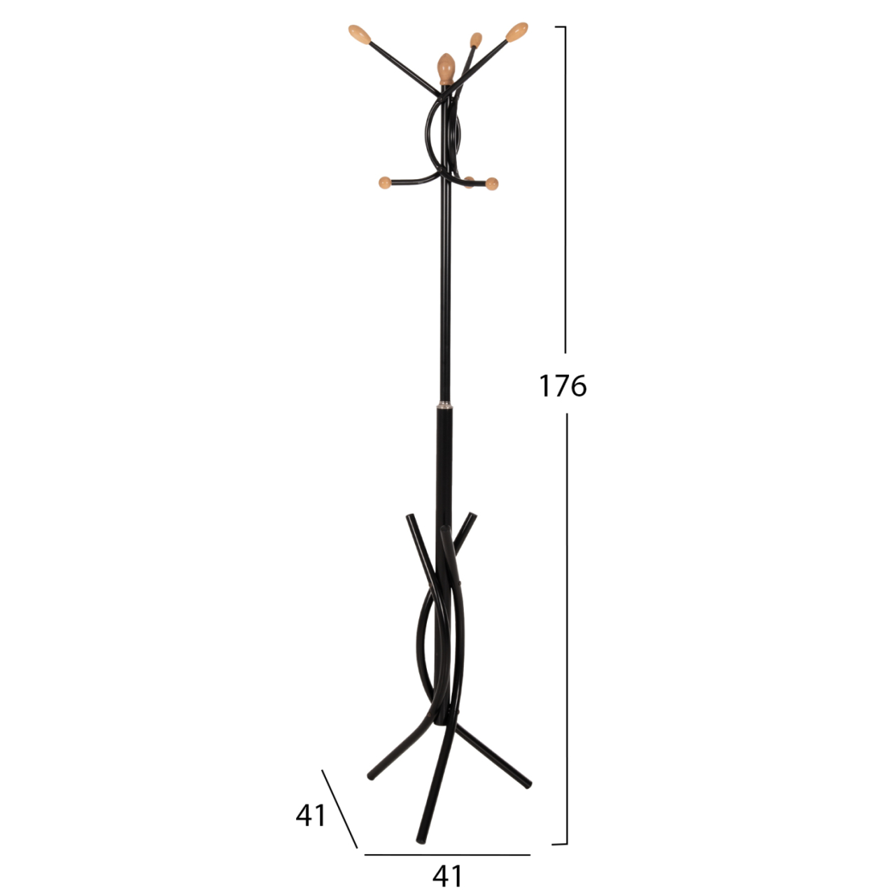FLOOR STANDING HANGER HM9575.01 METALLIC IN BLACK COLOR-7 HANGING POSITIONS 41x41x176Hcm. [2]