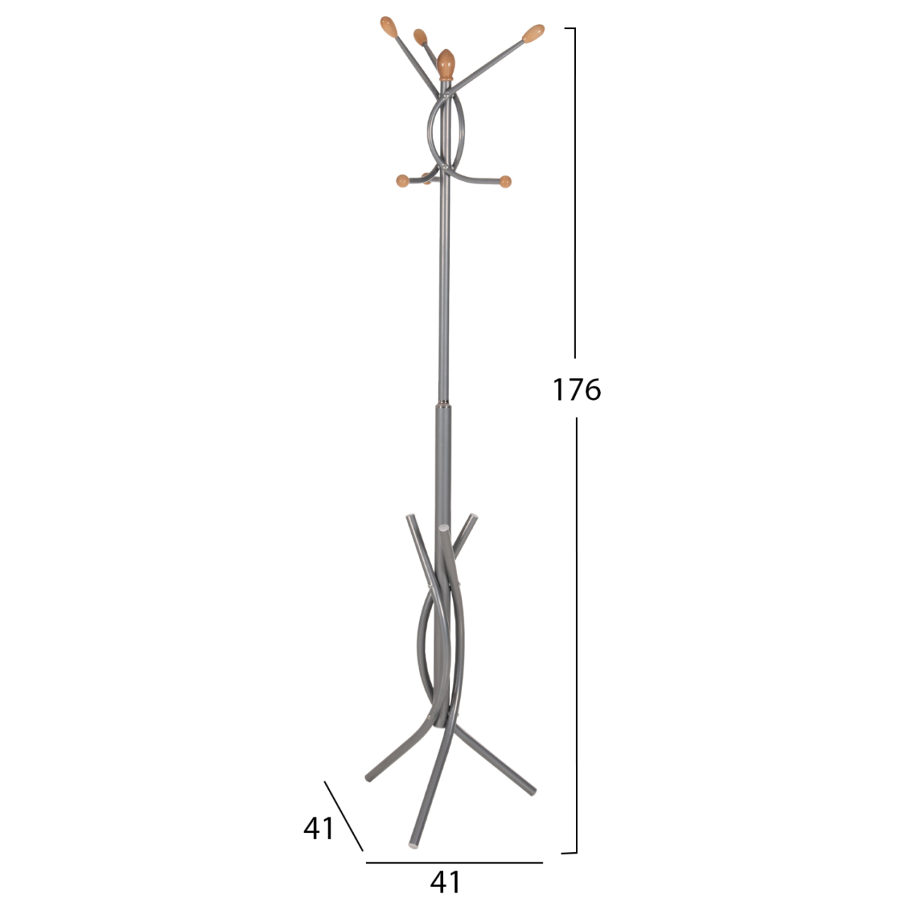 FLOOR STANDING HANGER HM9575.40 METALLIC IN SILVER COLOR-7 HANGING POSITIONS 41x41x176Hcm. [2]