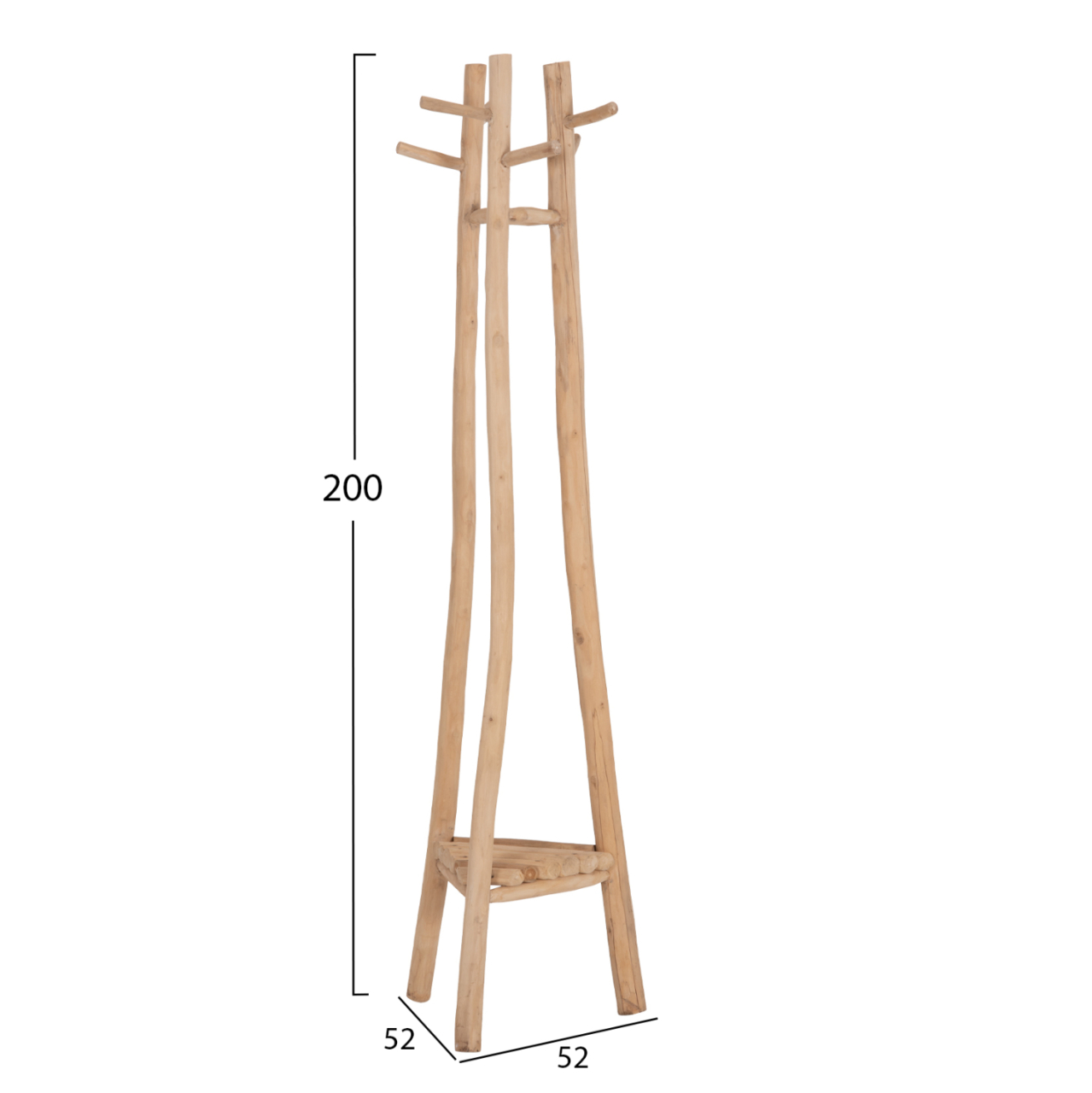 FLOOR STANDING HANGER TRIDEM HM4881 TEAK WOOD IN NATURAL 52x52x200Hcm. [2]