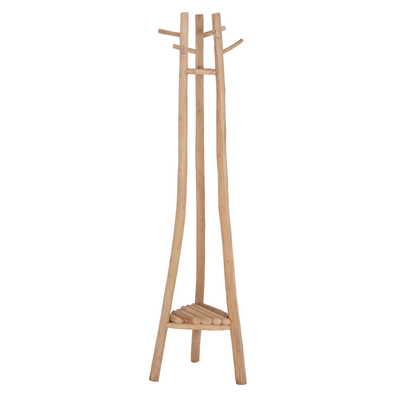 FLOOR STANDING HANGER TRIDEM HM4881 TEAK WOOD IN NATURAL 52x52x200Hcm. [3]
