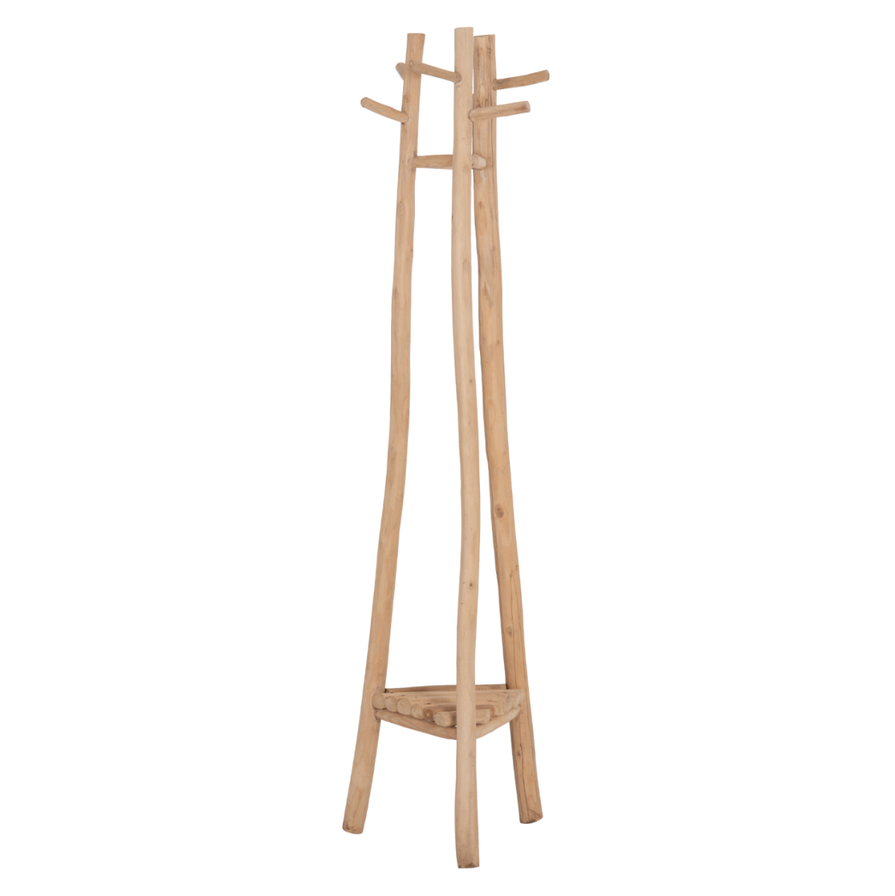 FLOOR STANDING HANGER TRIDEM HM4881 TEAK WOOD IN NATURAL 52x52x200Hcm. [8]