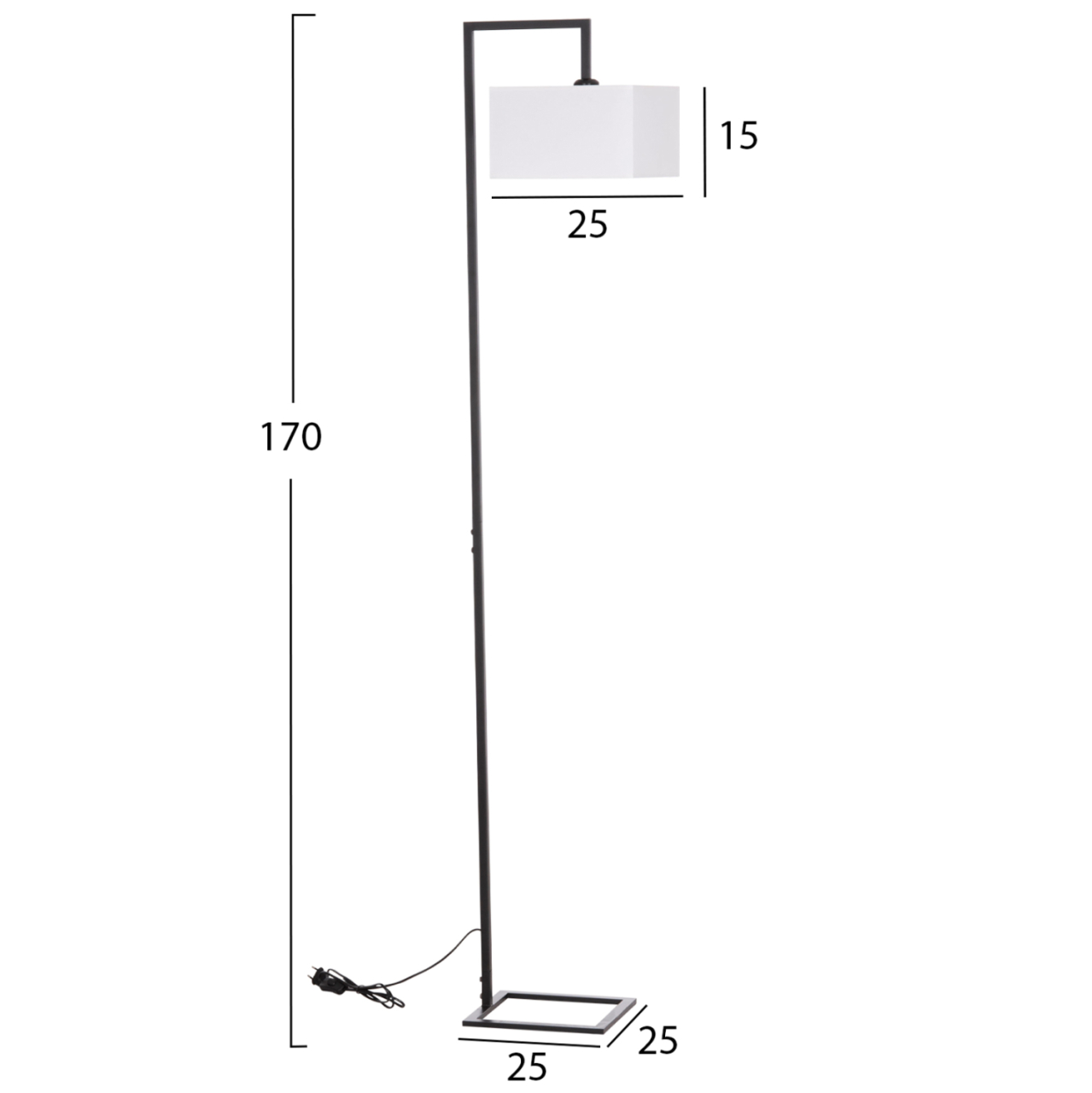FLOOR STANDING LAMP BRANS HM7532.11 BLACK METAL--WHITE PVC CAP 25x33x170Hcm. [2]