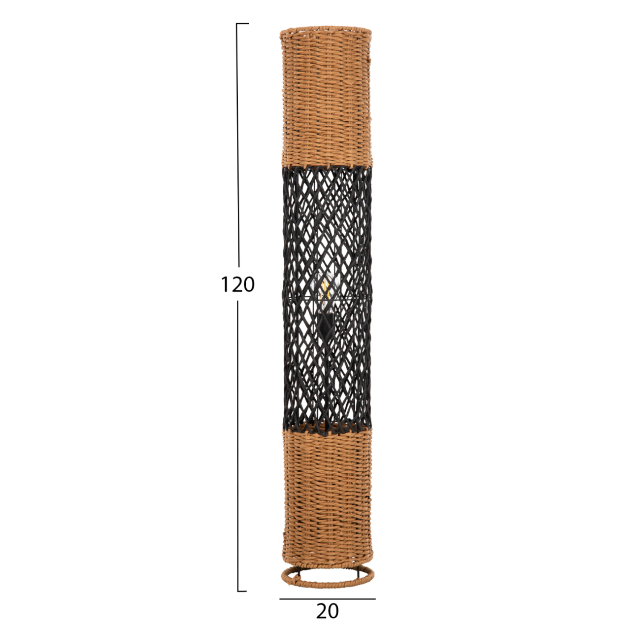 FLOOR STANDING LAMP HM4342 METAL-PAPER ROPE IN SAND BEIGE-BLACK Φ20Χ120Hcm. [2]