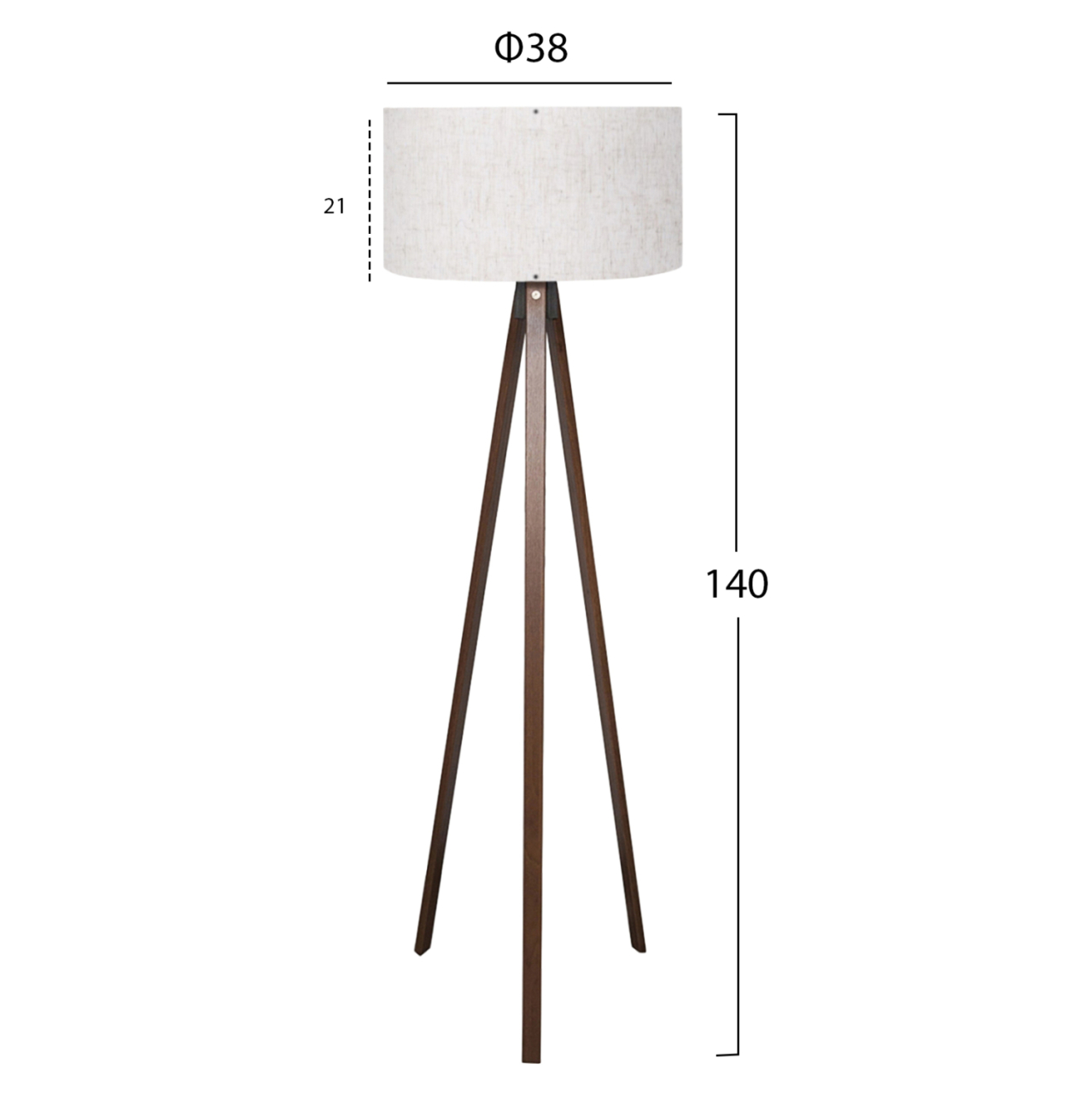 FLOOR STANDING LAMP HM7578.02 WALNUT COLOR TRIPOD, OFF-WHITE CAP [2]