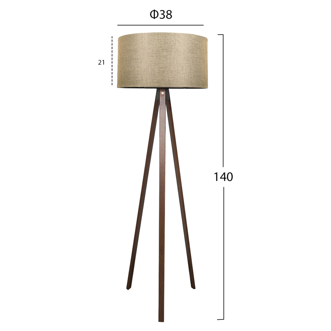 FLOOR STANDING LAMP HM7578.03 WALNUT COLOR TRIPOD, GOLDEN-BROWN CAP [2]