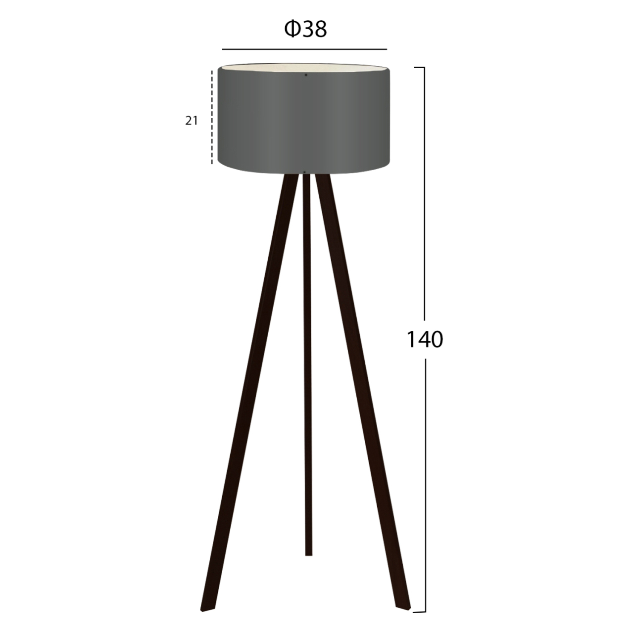 FLOOR STANDING LAMP HM7578.04 BLACK COLOR TRIPOD, DARK-GREY CAP [2]