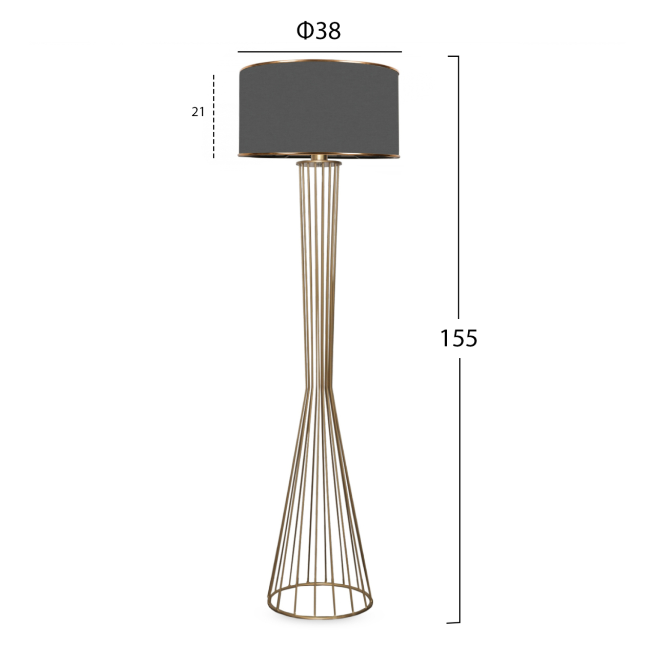 FLOOR STANDING LAMP HM7580.01 GOLDEN BEAM PILLAR, DARK GREY CAP [2]