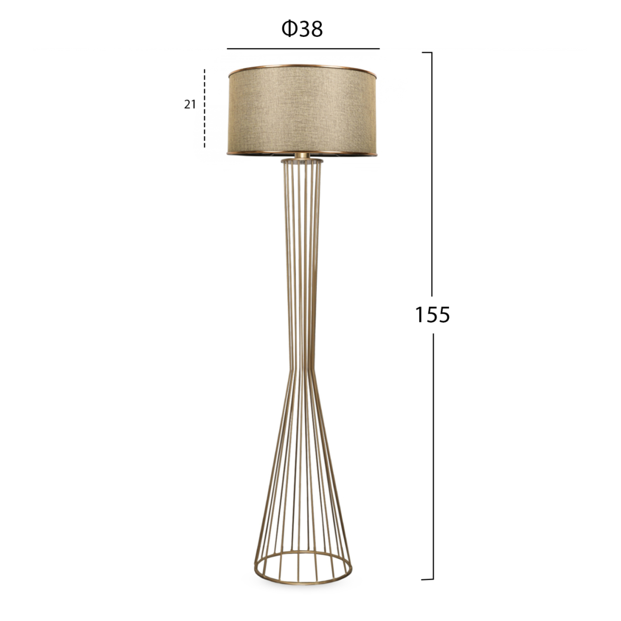 FLOOR STANDING LAMP HM7580.02 GOLDEN PILLAR, GOLDEN BROWN CAP [2]
