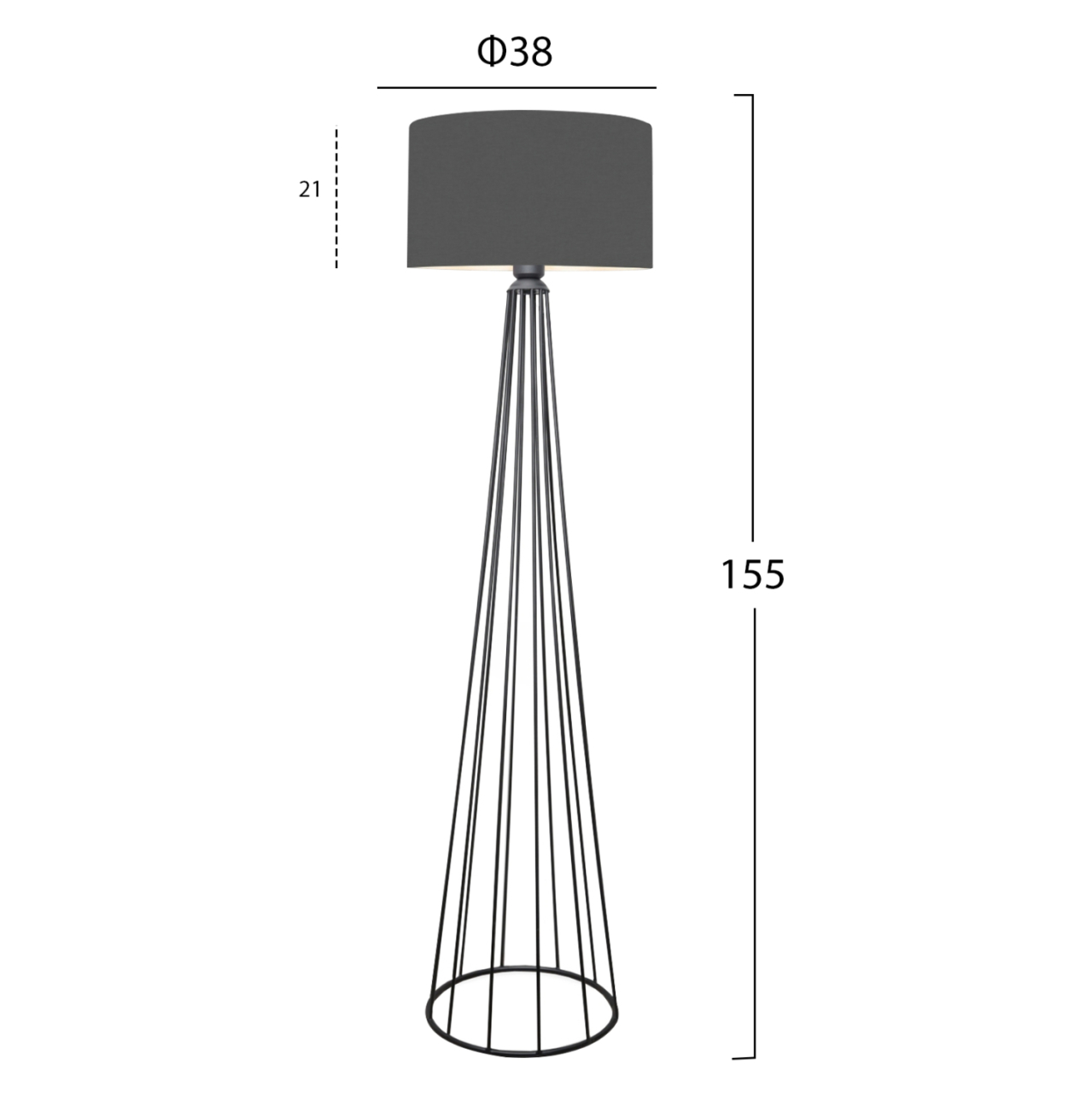 FLOOR STANDING LAMP HM7581.01 BLACK PILLAR, DARK GREY CAP [2]