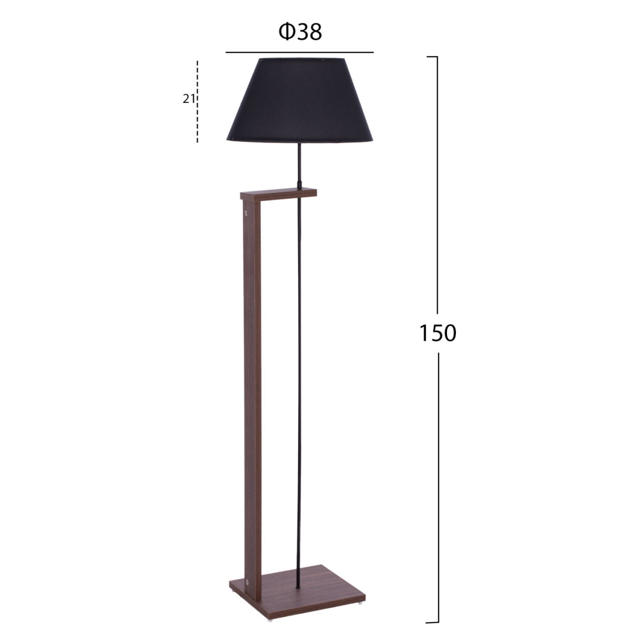 FLOOR STANDING LAMP HM7609.02 150CM WALNUT COLORED MDF, BLACK CAP [2]