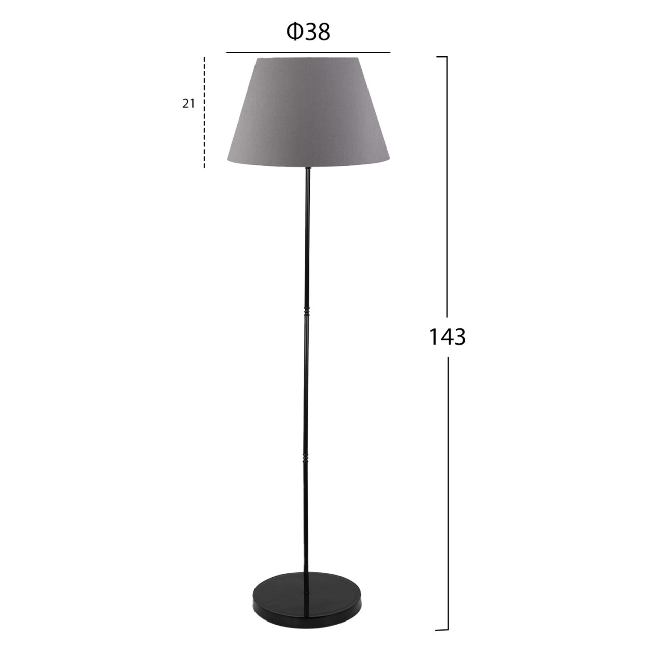 FLOOR STANDING LAMP HM7610.03 BLACK PILLAR, GREY CAP [2]
