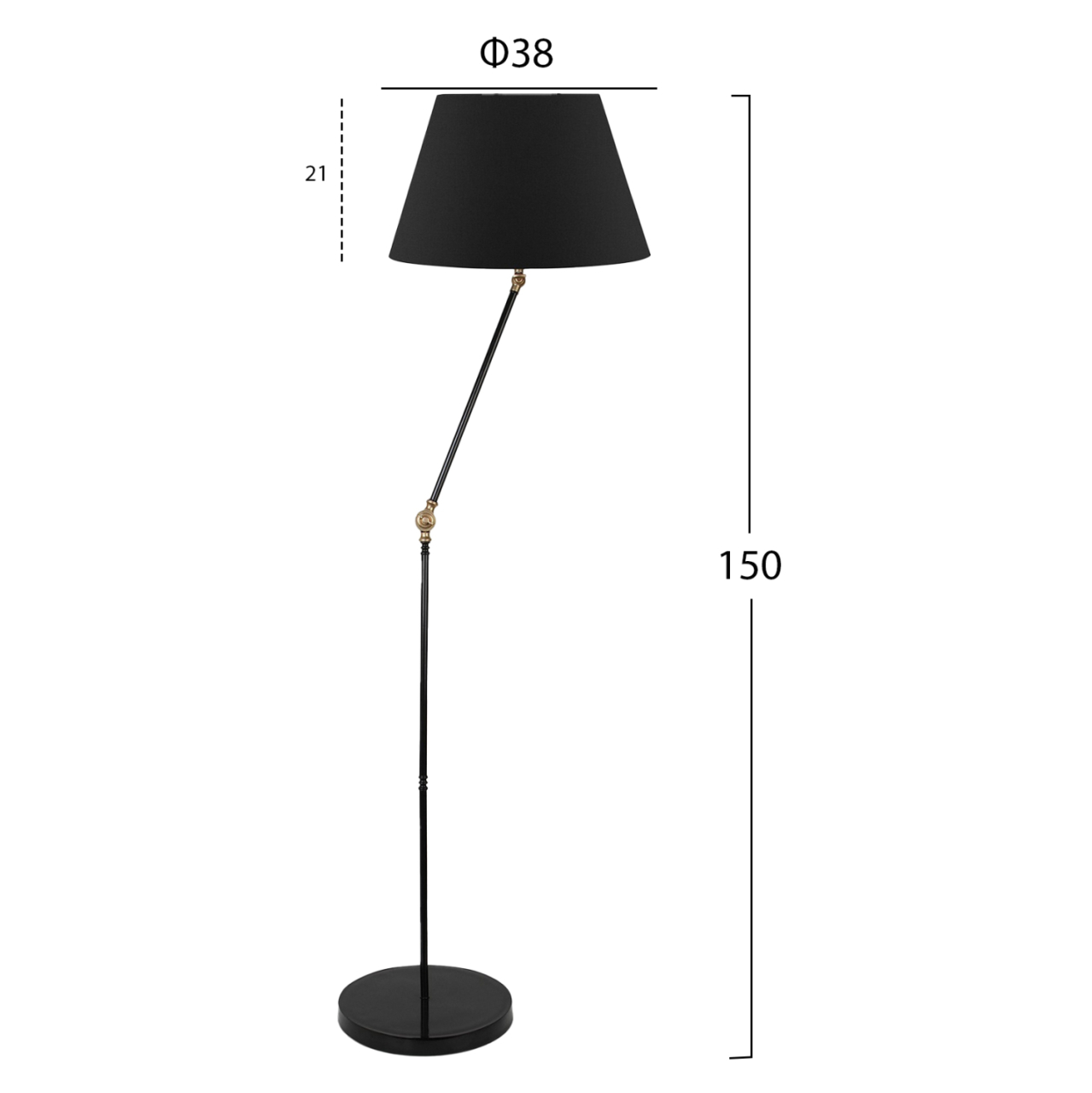 FLOOR STANDING LAMP HM7611.01 BLACK PILLAR, BLACK CAP [2]