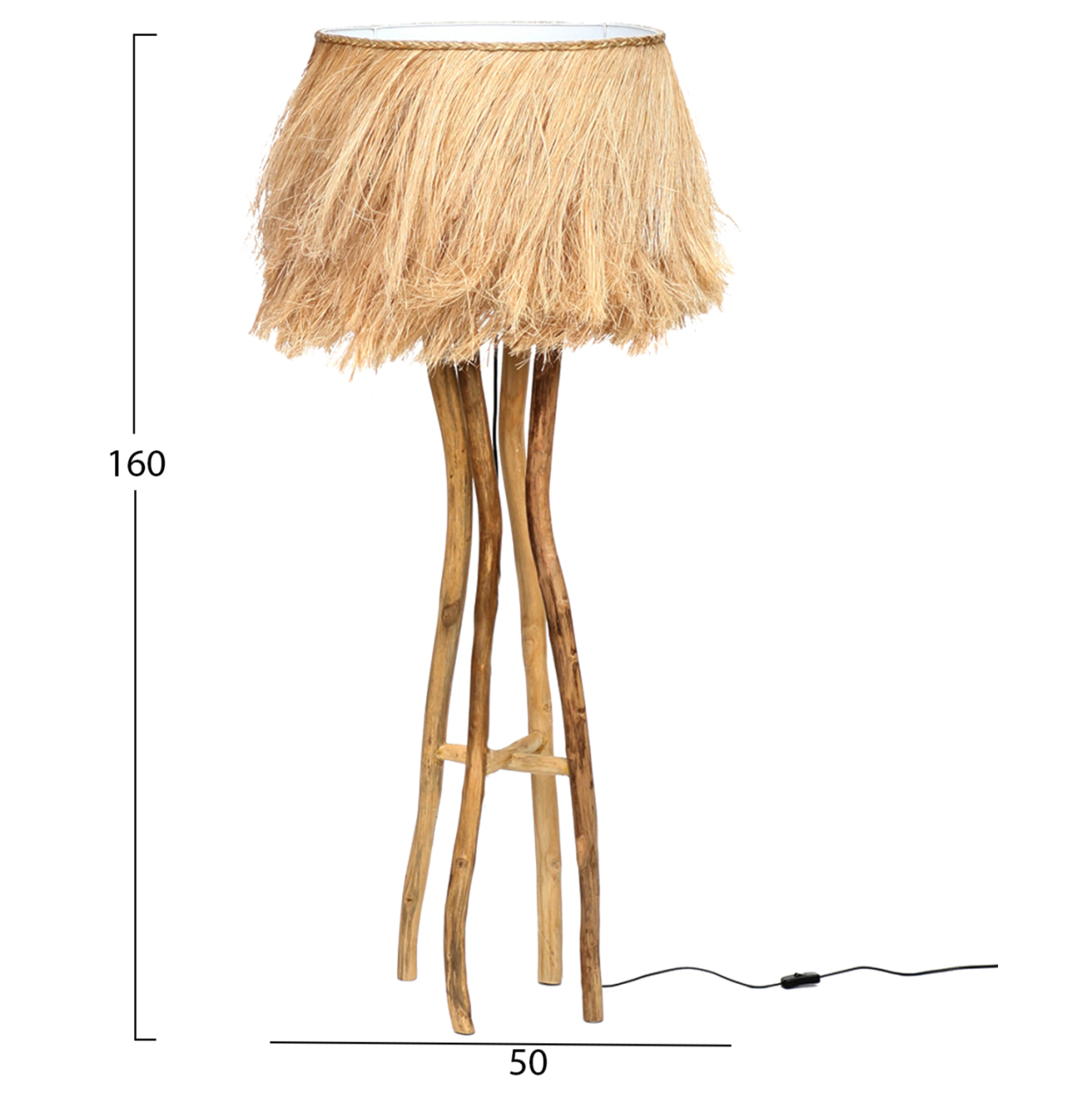 FLOOR STANDING LAMP TEAK WOOD AND ABACA FIBERS NATURAL COLOR 50x50x160Hcm.HM7758 [2]