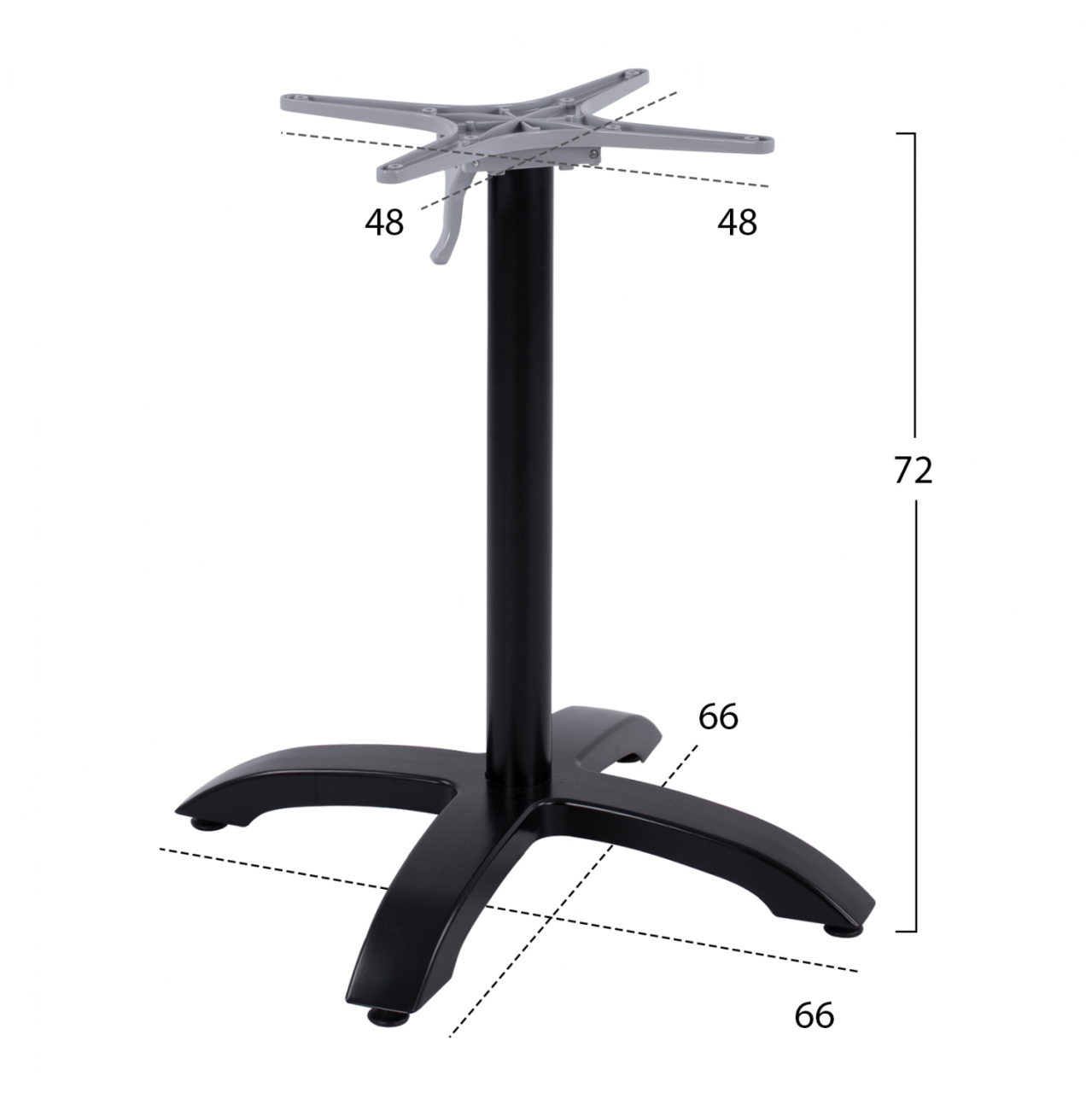 Foldable aluminum base HM469.01 Black matte 66x66x72 with cross 48x48cm [2]
