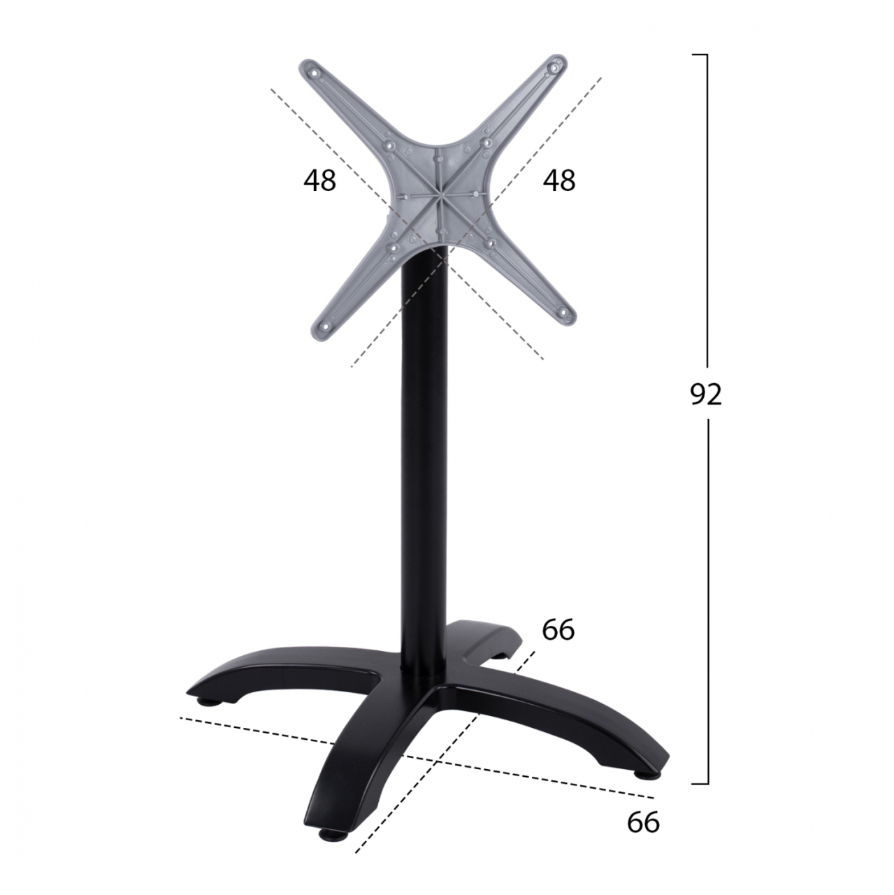 Foldable aluminum base HM469.01 Black matte 66x66x72 with cross 48x48cm [3]