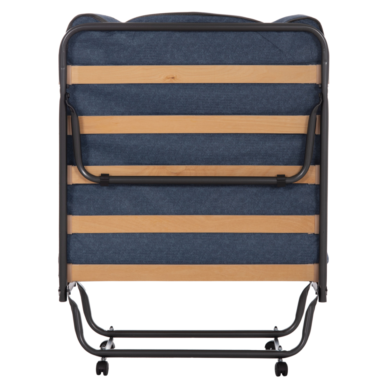 FOLDABLE BED NOBLE HM393.02 METALLIC WITH WHEELS and MATTRESS 9cm IN GREY 80x182x37.5Hcm. [6]